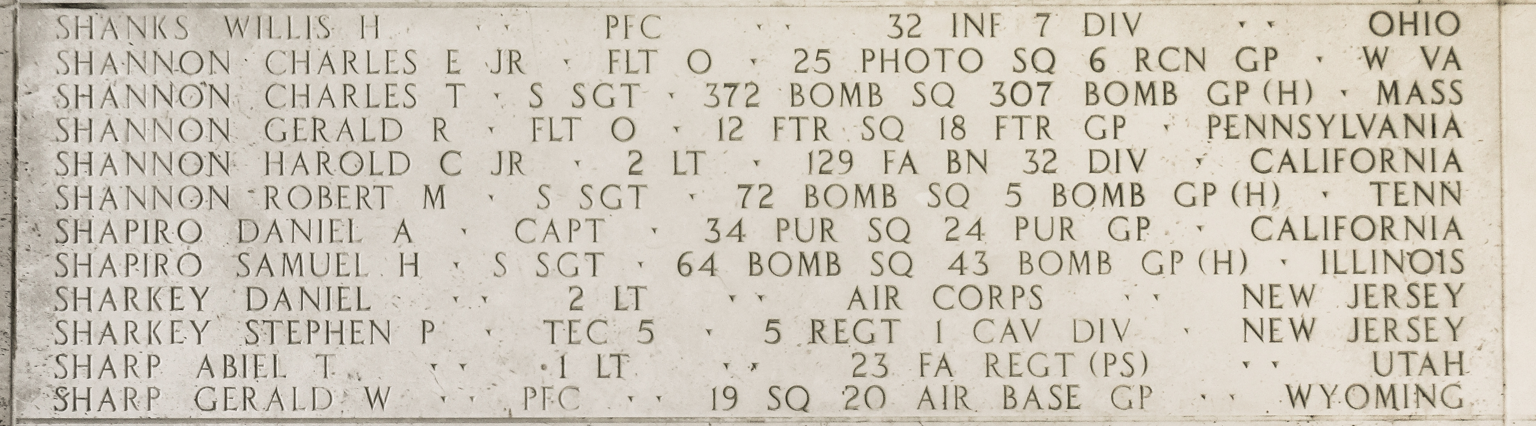 Abiel T. Sharp, First Lieutenant